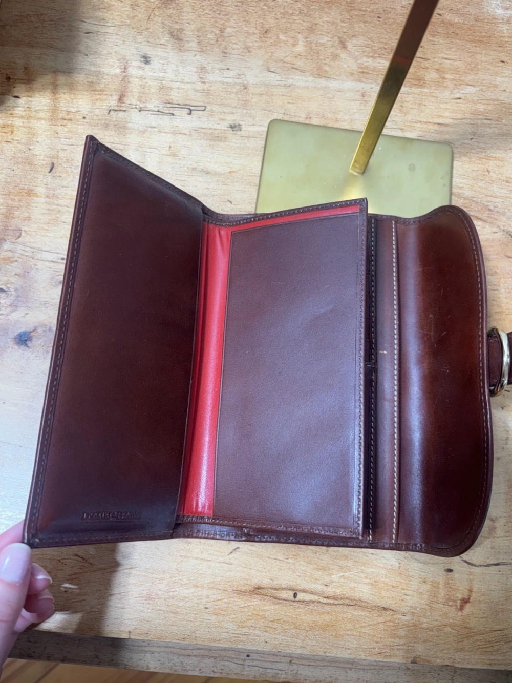 Dooney & Bourke Brown Signature Heart Print Continental Wallet with Brass Accent - Picture 5 of 8